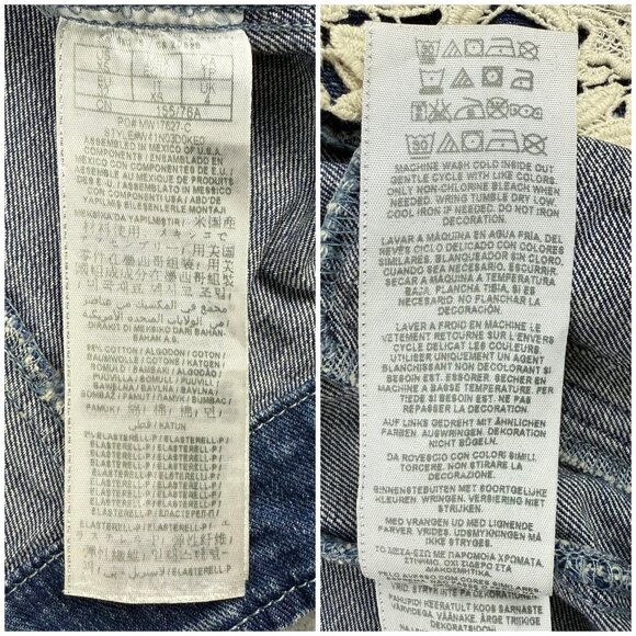 Guess Jacket Womens Extra Small XS Blue Sveva Denim Jean Lace Trim Distressed - Picture 9 of 11